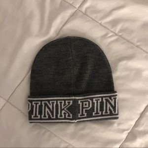 Grey Beanie from pink
